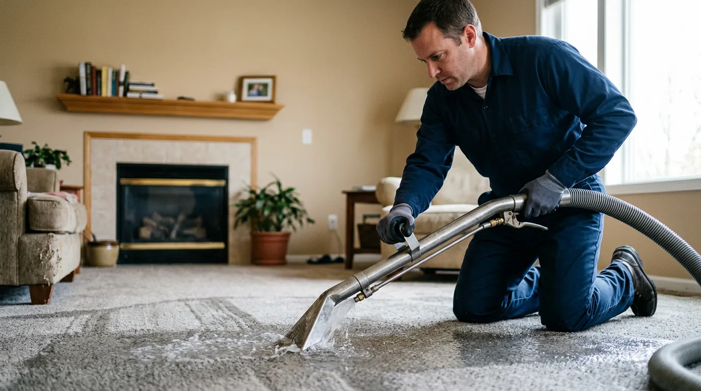 Water damage restoration technician working near Edina, MN